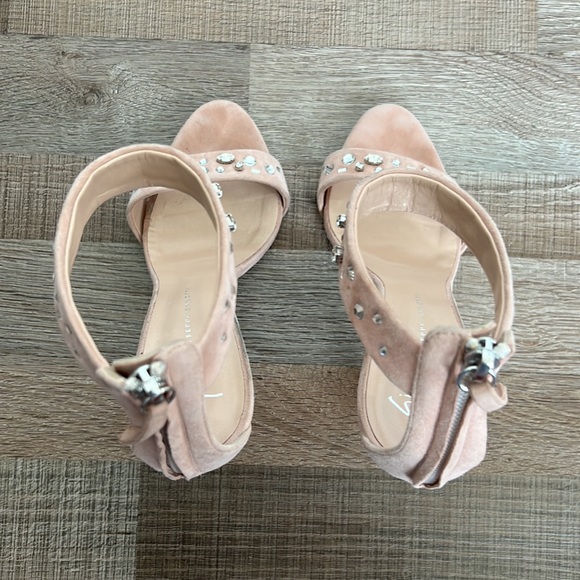 GIUSEPPE ZANOTTI Blush Pink Suede Crystal Embellish Sandal Heel - Picture 8 of 12
